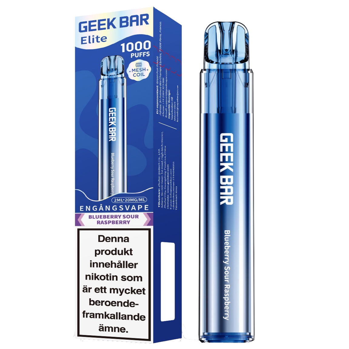 GEEK BAR Elite Blueberry Sour Raspberry 20mg E-cigg Tobax