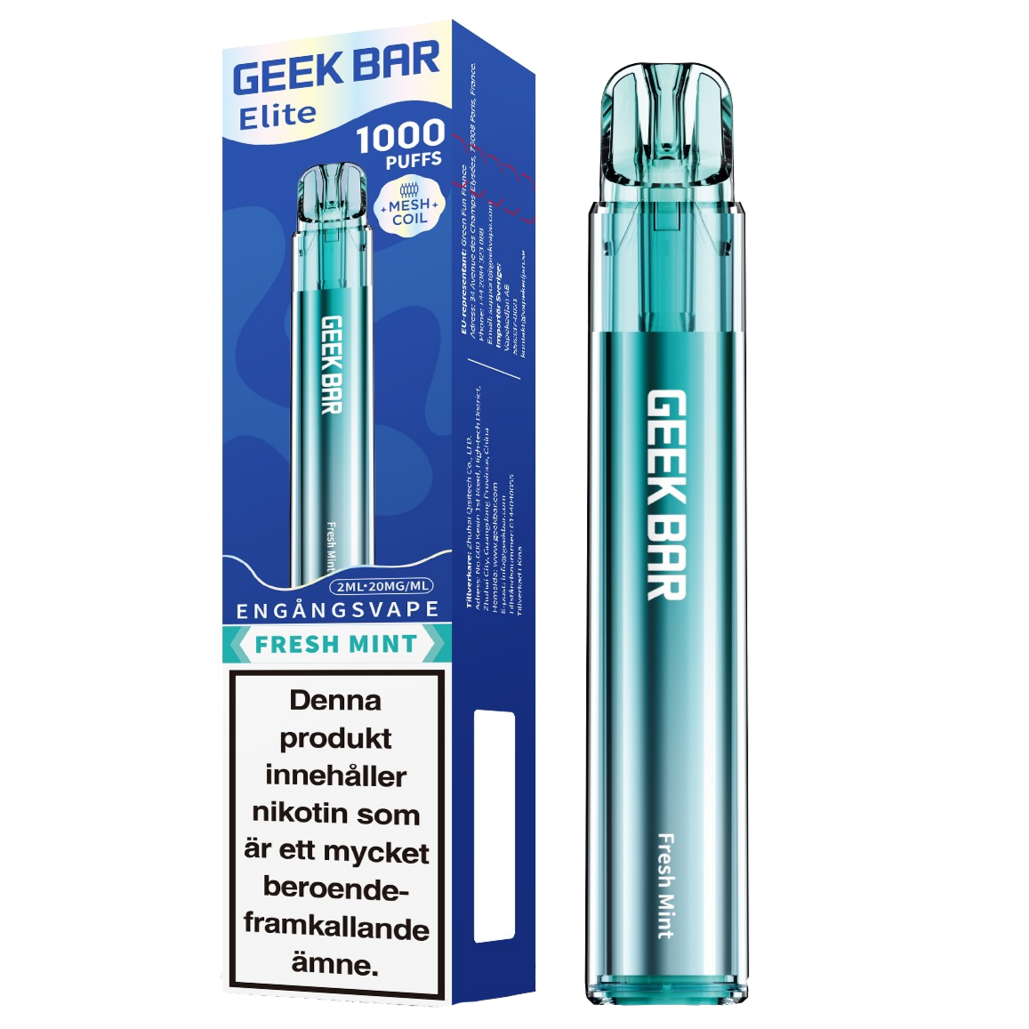 GEEK BAR Elite Fresh Mint 20mg E-cigg Tobax