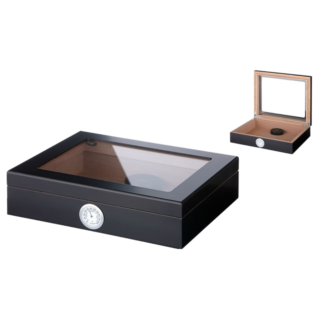Humidor Svart Glastopp Tobax