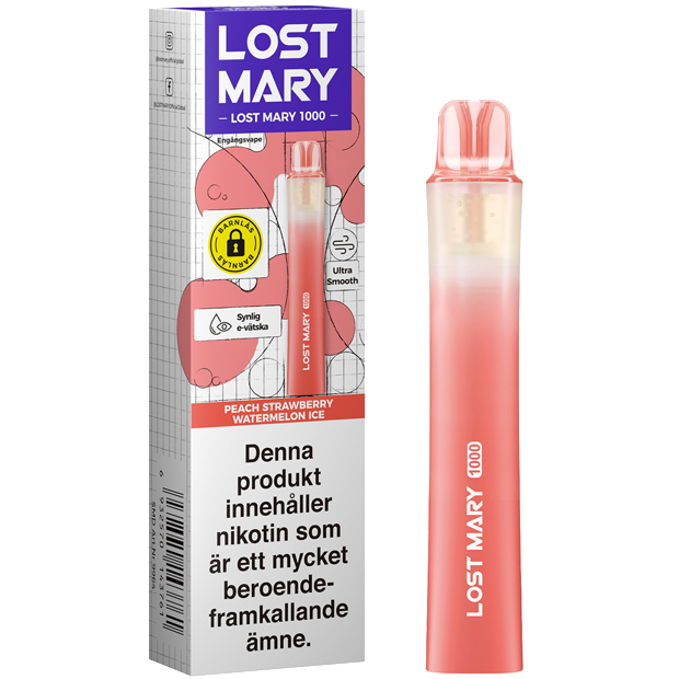 Lost Mary LM1000 Peach Strawberry Watermelon Ice 20mg