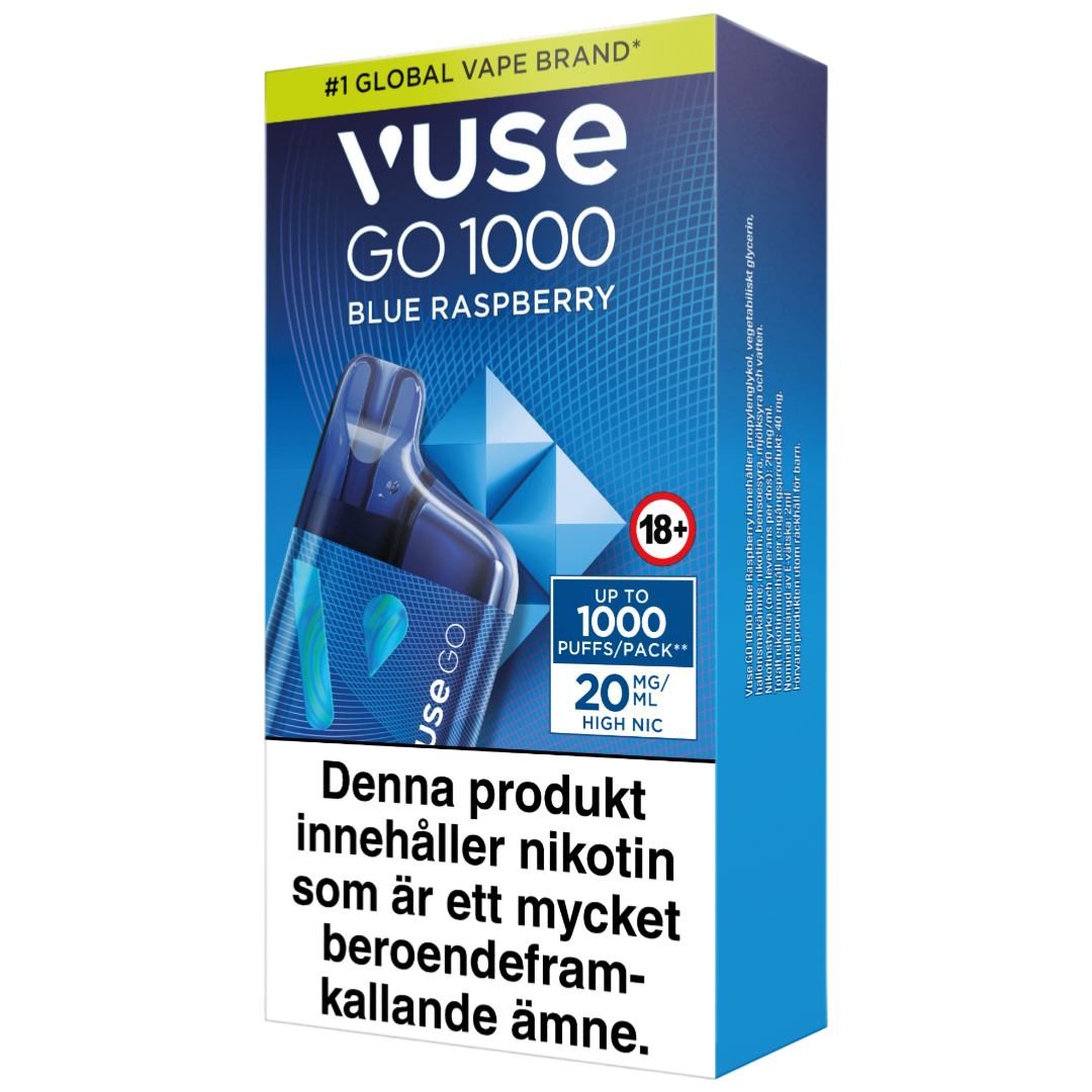 Vuse Go Box 1000 Blue Raspberry 20mg – Tobax