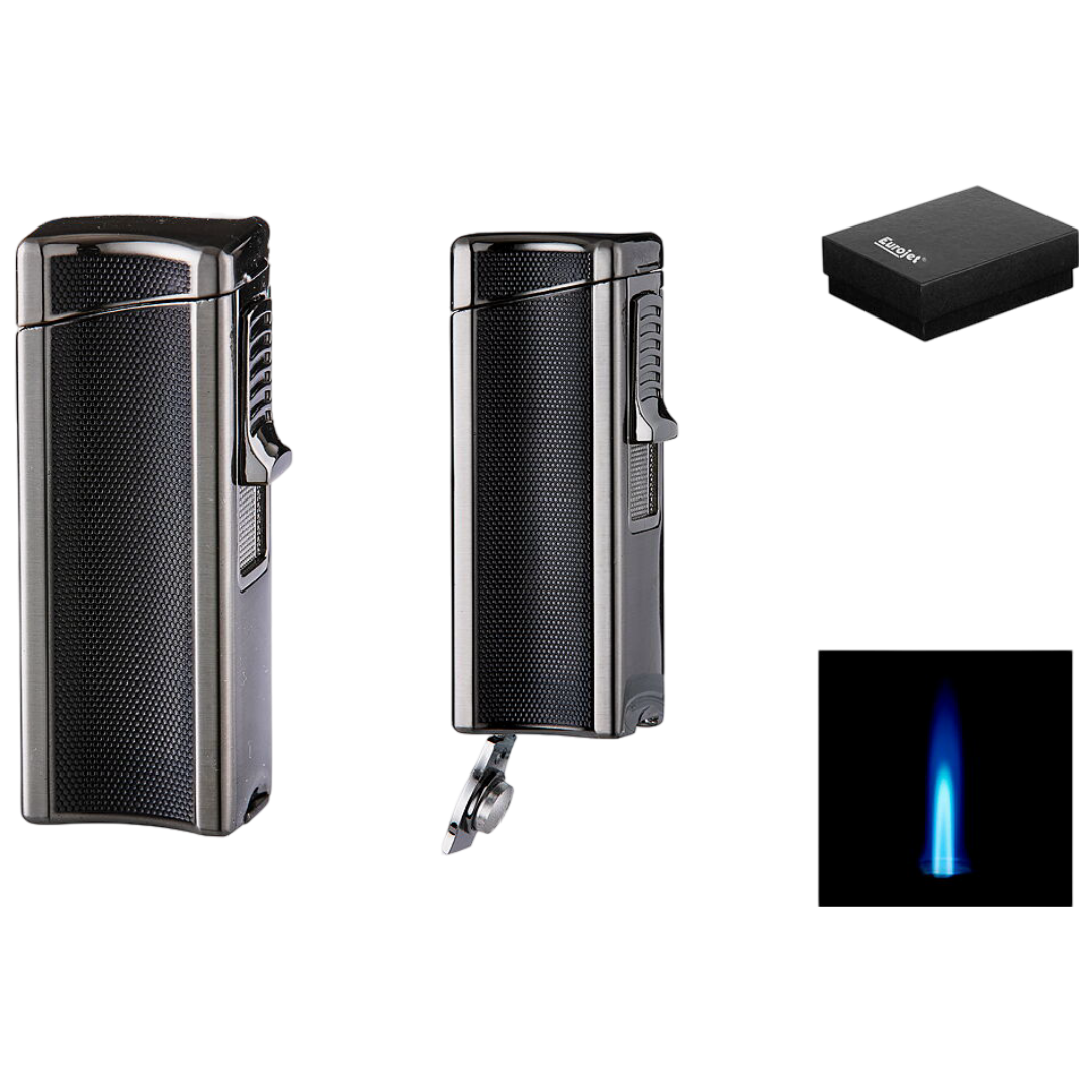 Cigarr Tändare Silver/Svart Med Cigarrborr