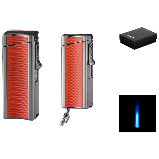 Cigarrtändare Silver/Röd Med Cigarrborr-Cigarr-Tobax